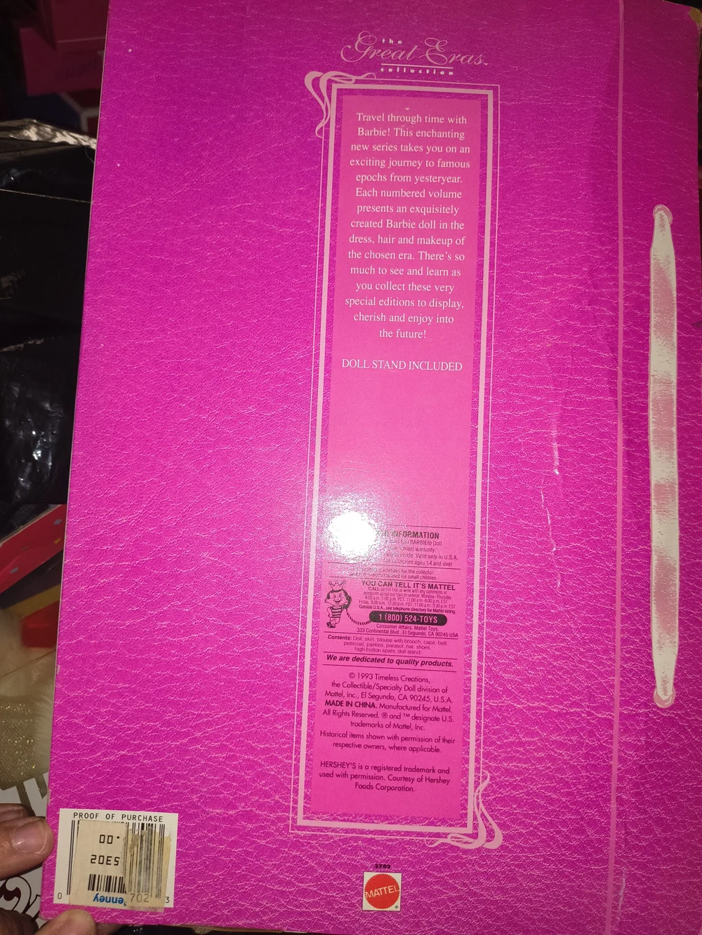 Mattel Blue Gibson Girl Barbie Style Doll in Pink Display Box